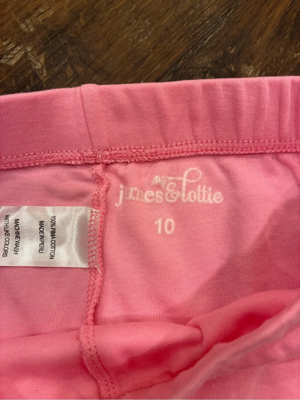 James & Lottie Bubblegum Pink Basic Knit Leggings Scallops Bottoms Pima 10 Girl